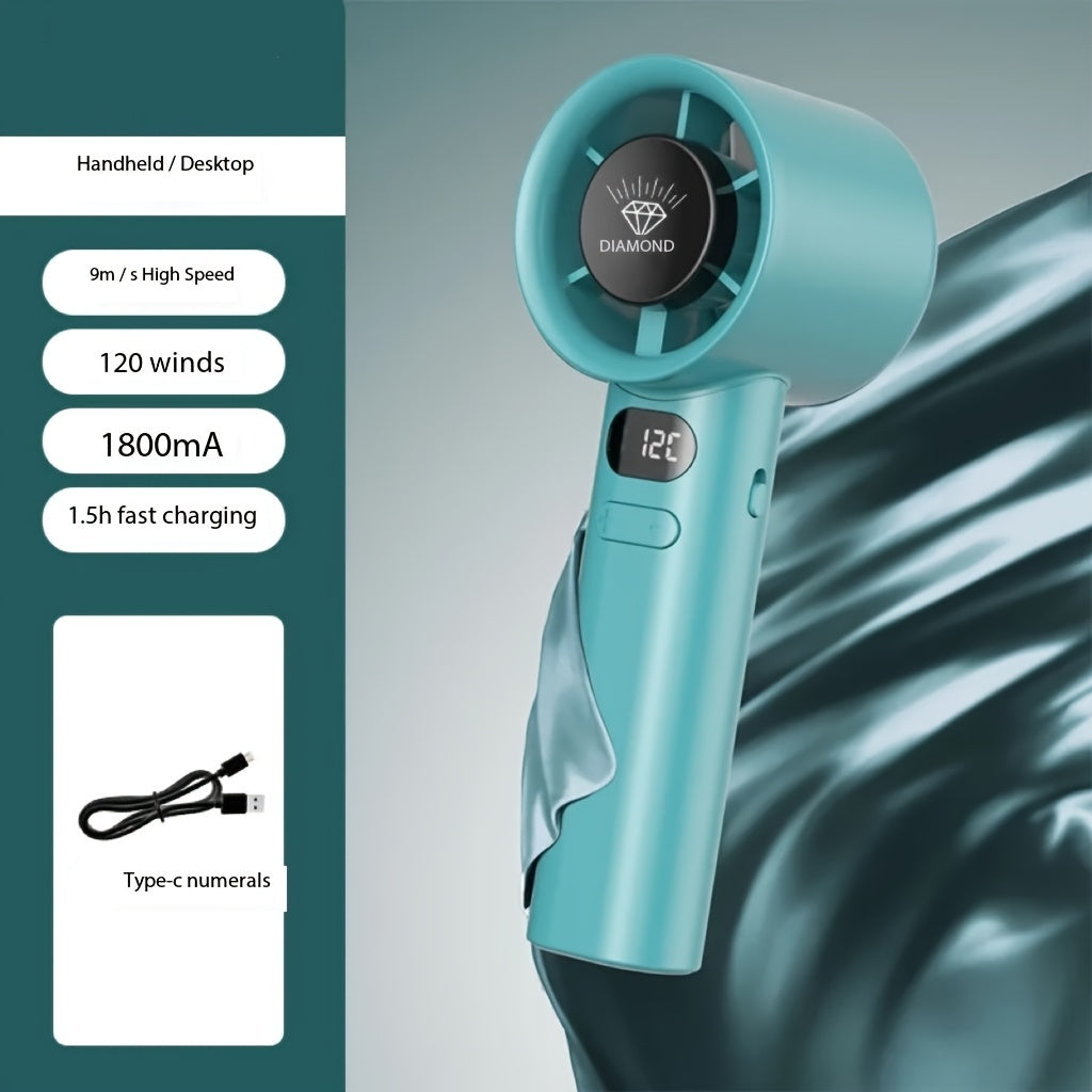 Portable Mini Fan with 120-Speed Adjustable Airflow Compact Lightweight Quiet Desk Fan