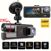 Car Dash Cam Dual Lens 1080P Front 720P Inside Night Vision Black