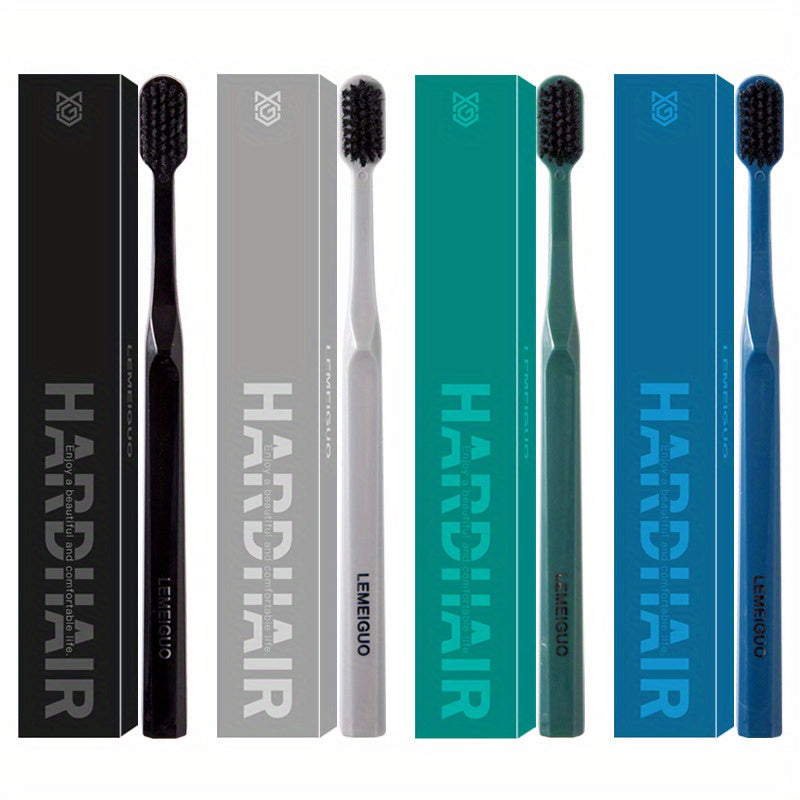 Adult Hard Bristle Toothbrush for Home Use, Straight, Durable, White