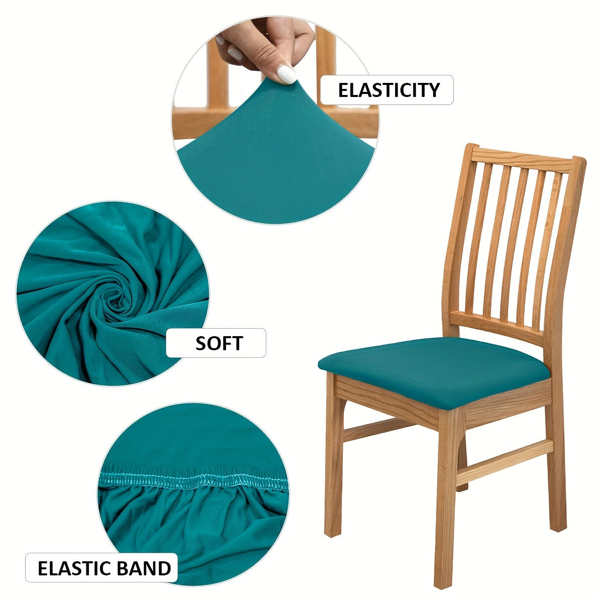 4/6 Piece Elastic Chair Cushion Covers Solid Colors for Living Room Kitchen Dining