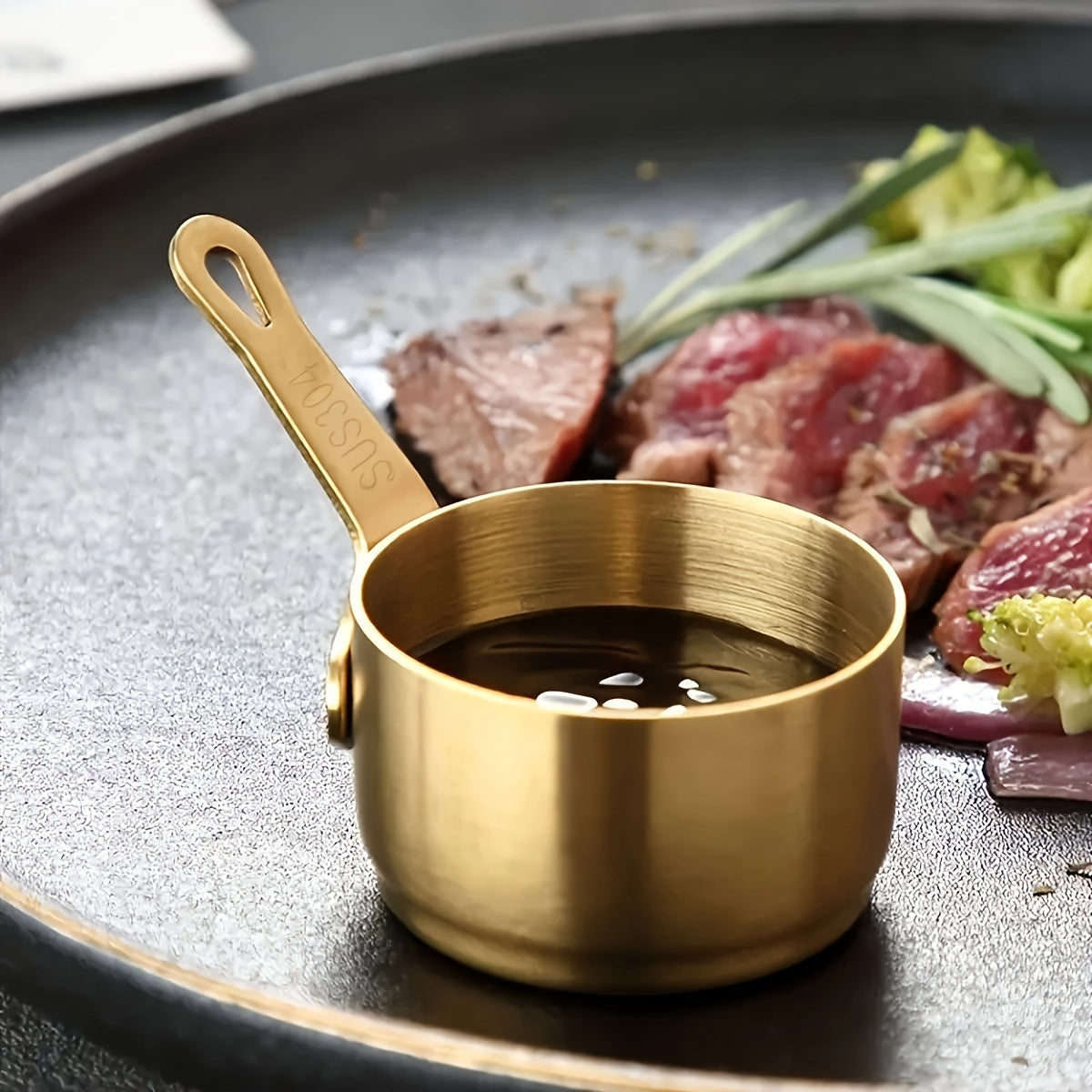 Сосуд для соуса из нержавеющей стали с ручкой, идеален для соуса к стейку и подливки в западных ресторанах