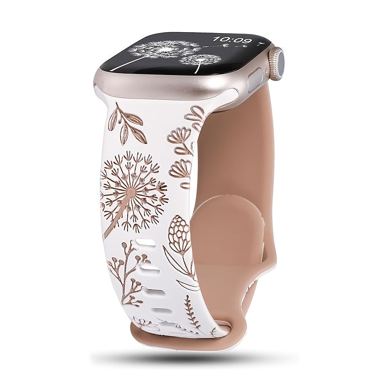 3D Engraved Silicone Sport Watch Band Waterproof Soft Strap with Butterfly Clasp for Apple Watch Series