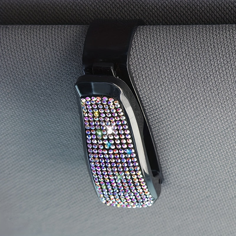 Bling Car Visor Clip for Glasses and Tickets Black Multi-Functional Plastic