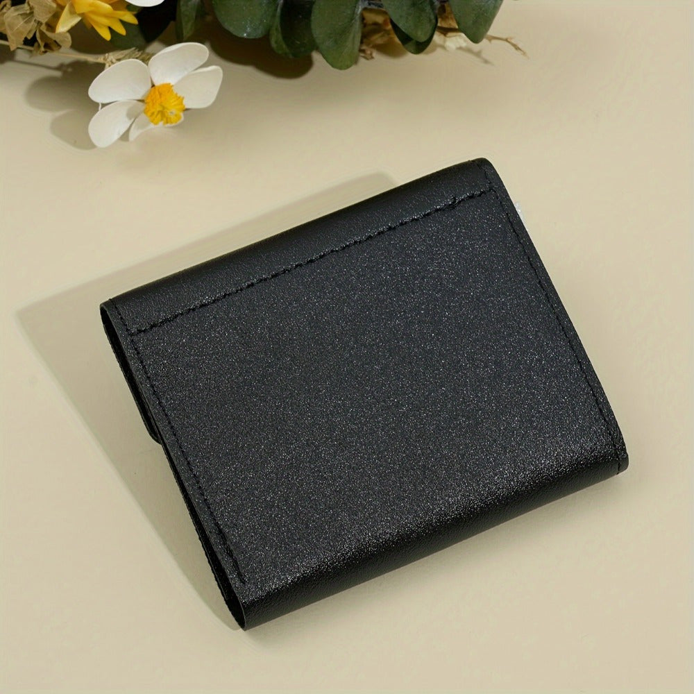 Korean-Style Heart-Shaped Mini Wallet with Card Slots Coin Pouch Hand-Washable Black Pink