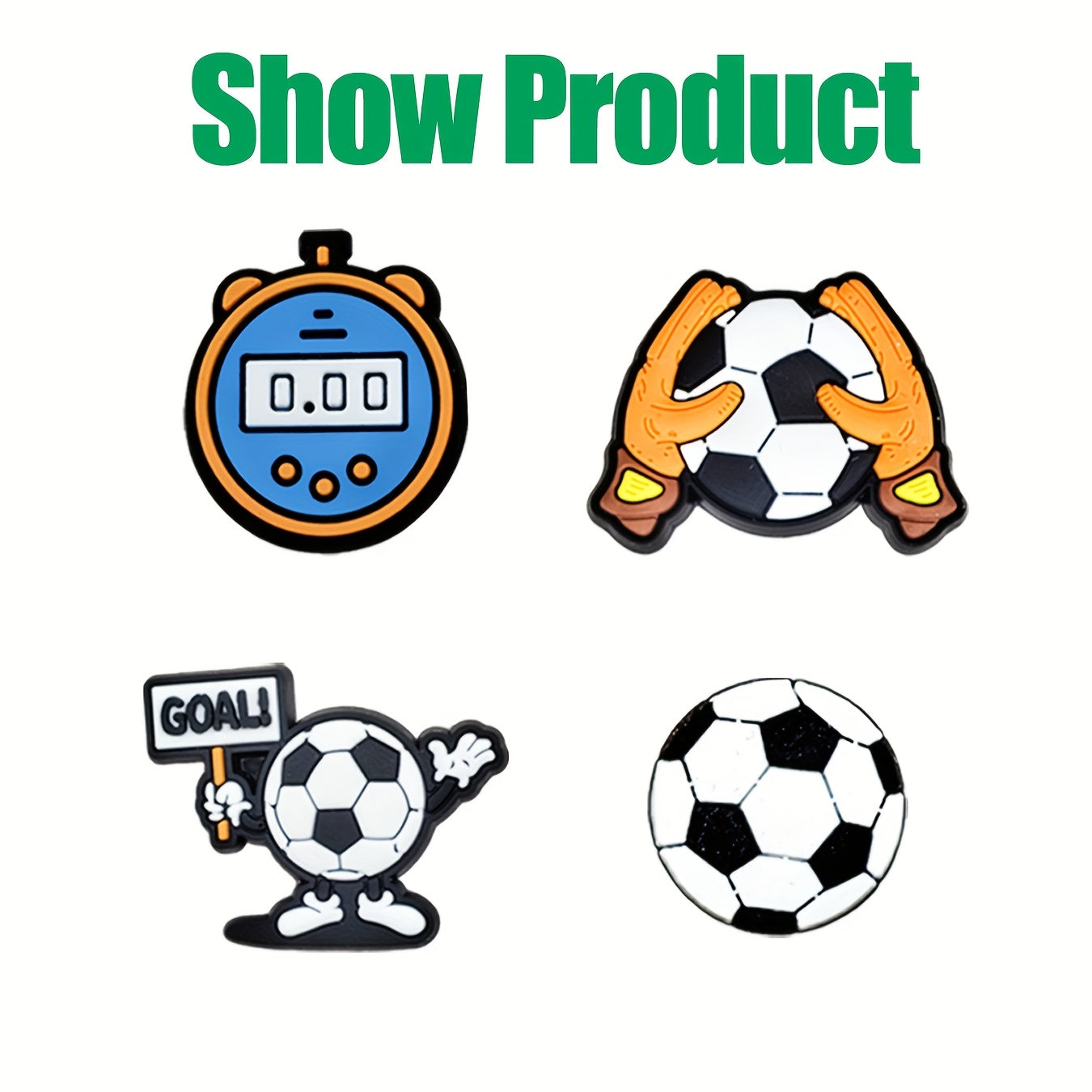 Kids PVC Soccer Charms Set 10pcs Football Themed Pins for DIY Accessories