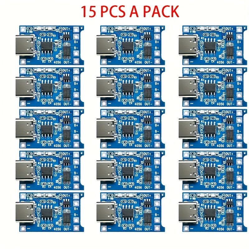 15 Pack TP4056 Battery Charging Boards with Type-C USB Overcharge Protection