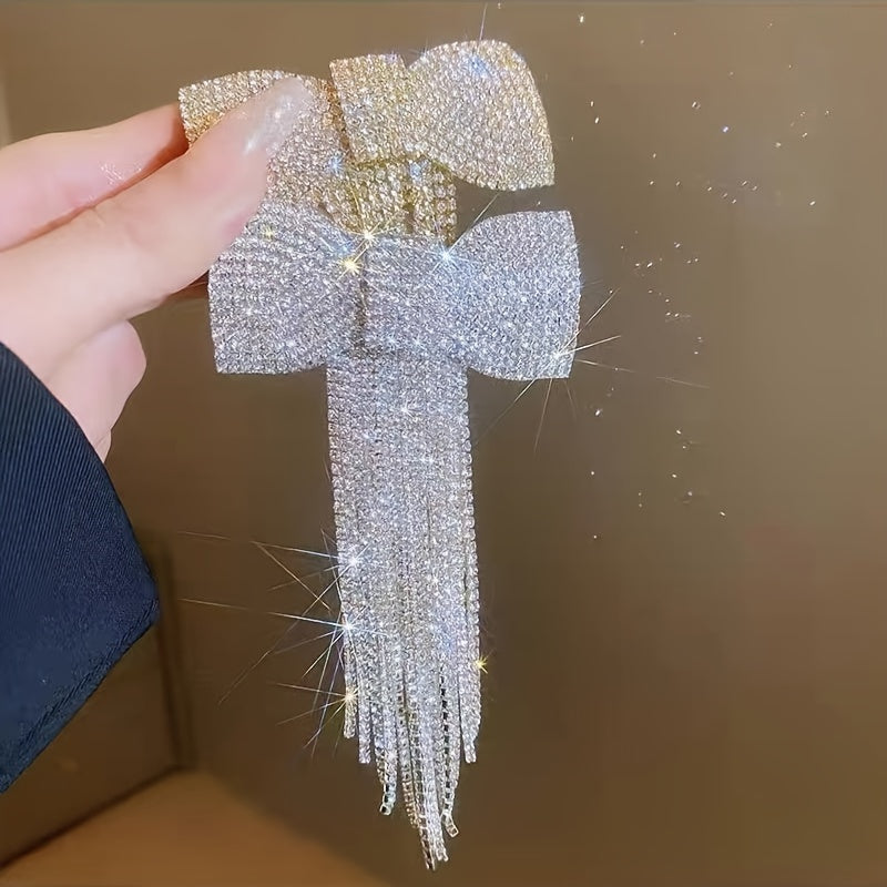 Chic Hair Accessory with Water Drill Tassels and Butterfly Bows for Elegant Hairstyles