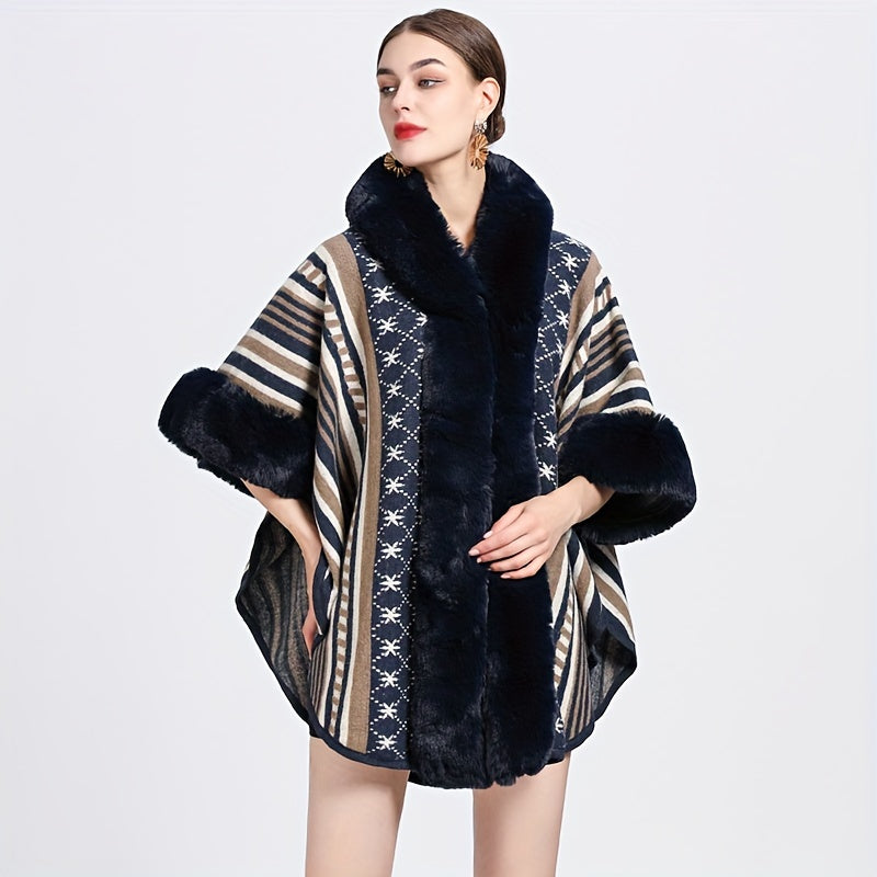 Winter Shawl Wrap Imitation Rabbit Fur Cashmere Lining 65x165cm Warm