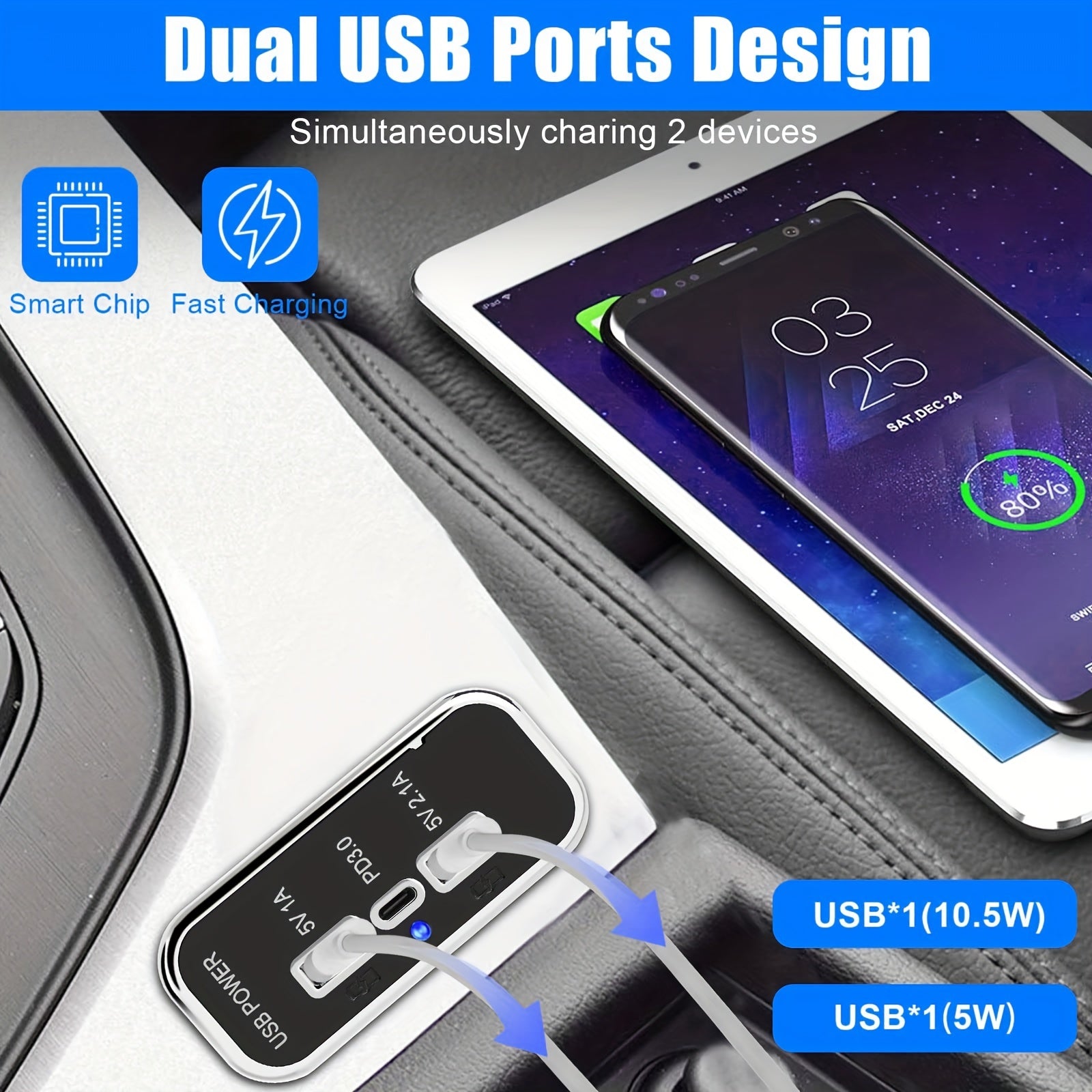 12V USB Outlet Dual USB Type C Fast Charging Car Marine Truck RV