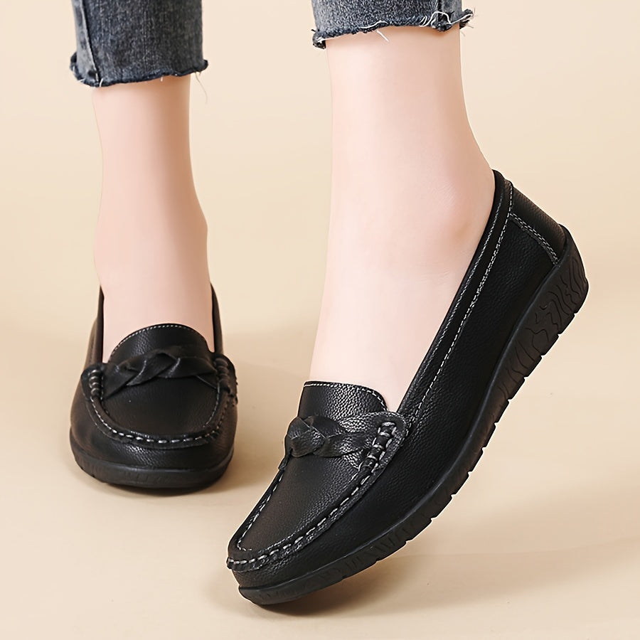Women's Flat Loafers Slip-On Walking Shoes Soft Sole Rubber Sole