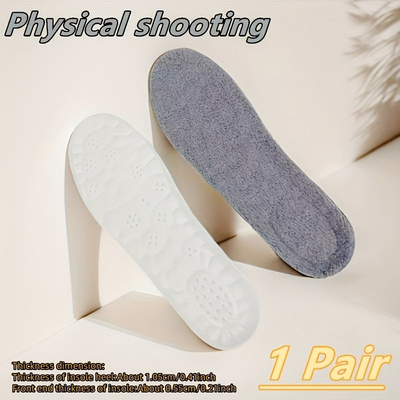Unisex Thermal Plush Shoe Insoles Thickened Winter Shock Absorbing Pads
