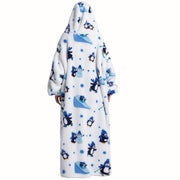 Оверсайз-плед-худи для женщин и мужчин с рукавами, карманами, флисом