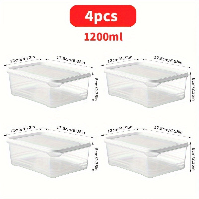 Juego de cuatro recipientes apilables de almacenamiento para nevera de 42oz con tapas