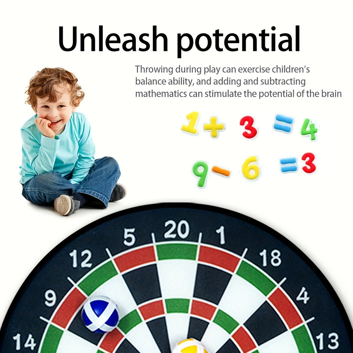 12-Donali ichki va tashqi yopishqoq to'p dart to'plami balans treningi va ziyofat o'yinlari uchun