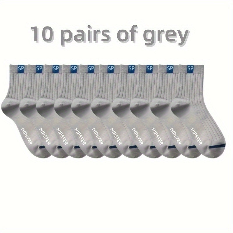 Men's Business Socks 5 or 10 Pairs Mid-Tube Odor-Resistant Breathable Moisture-Wicking