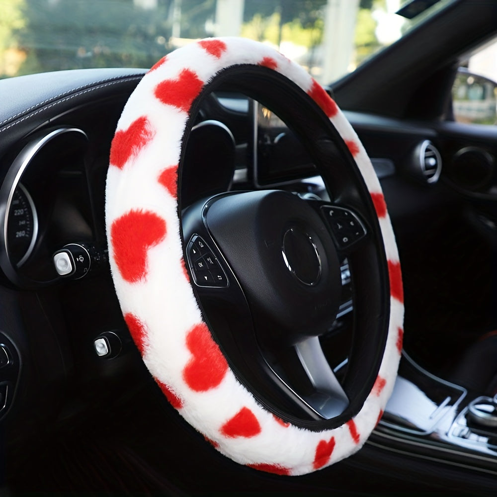 Ayollar uchun yumshoq peluş avtomobil boshqaruv g'ildiragi qopqog'i, qulay avtomobil ichki aksessuarlari
