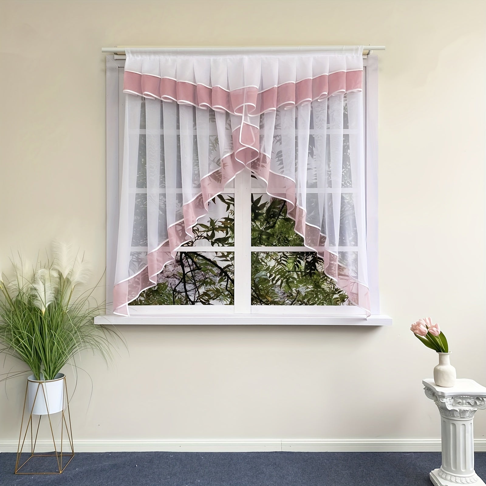 1-Donali Rimga ilhomlangan qatorli qopqoq pardasi derazalar va balkonlar uchun