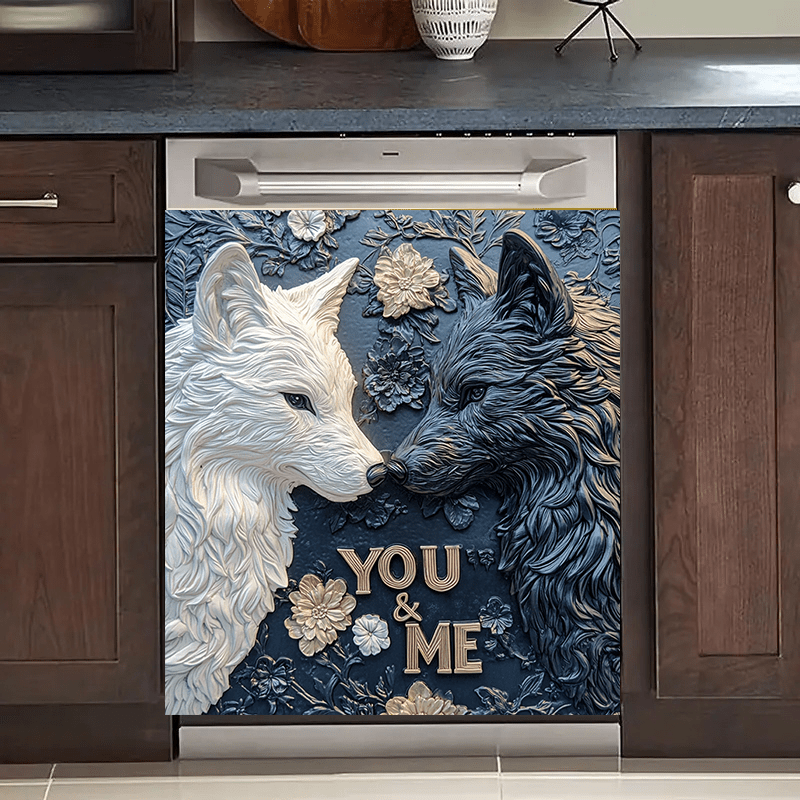 Romantik Boʻrdoq Juftligi Magnit bilan "Siz va Men" Gul Relief Sanʼati Suv oʻtkazmaydigan Muzlatgich Dekori 58.5x65 sm