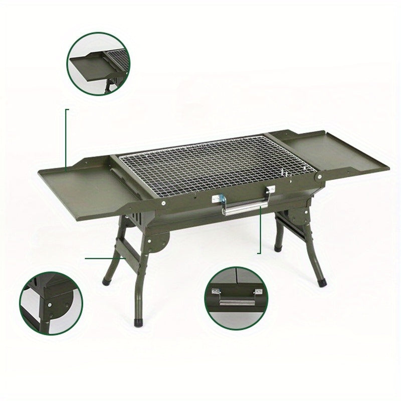 Set de parrilla portátil de carbón plegable para exteriores con herramientas