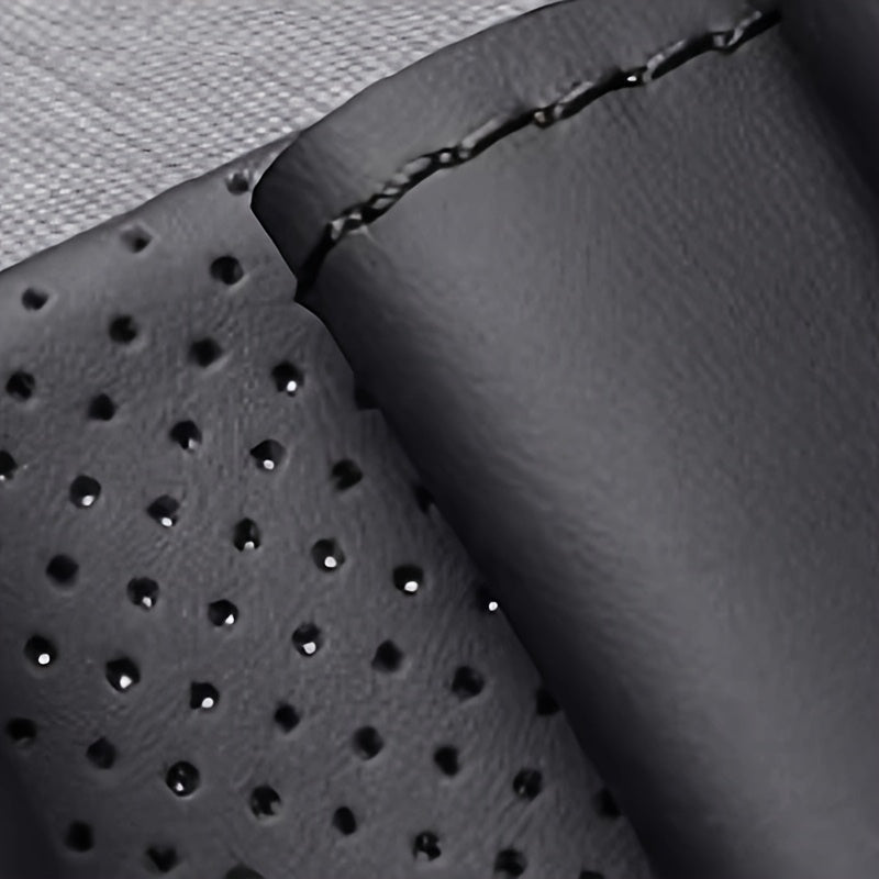 Universal Faux Leather Steering Wheel Cover Black with Golden Accents Anti-Slip