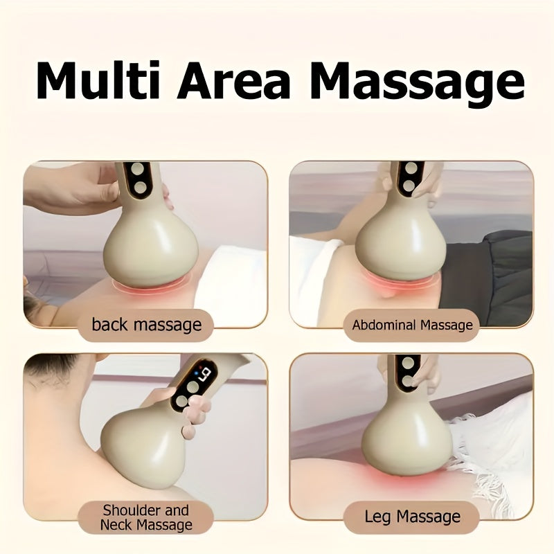 9-Speed USB Rechargeable Cupping Massager with Hot Compress and Steel Balls for Full Body