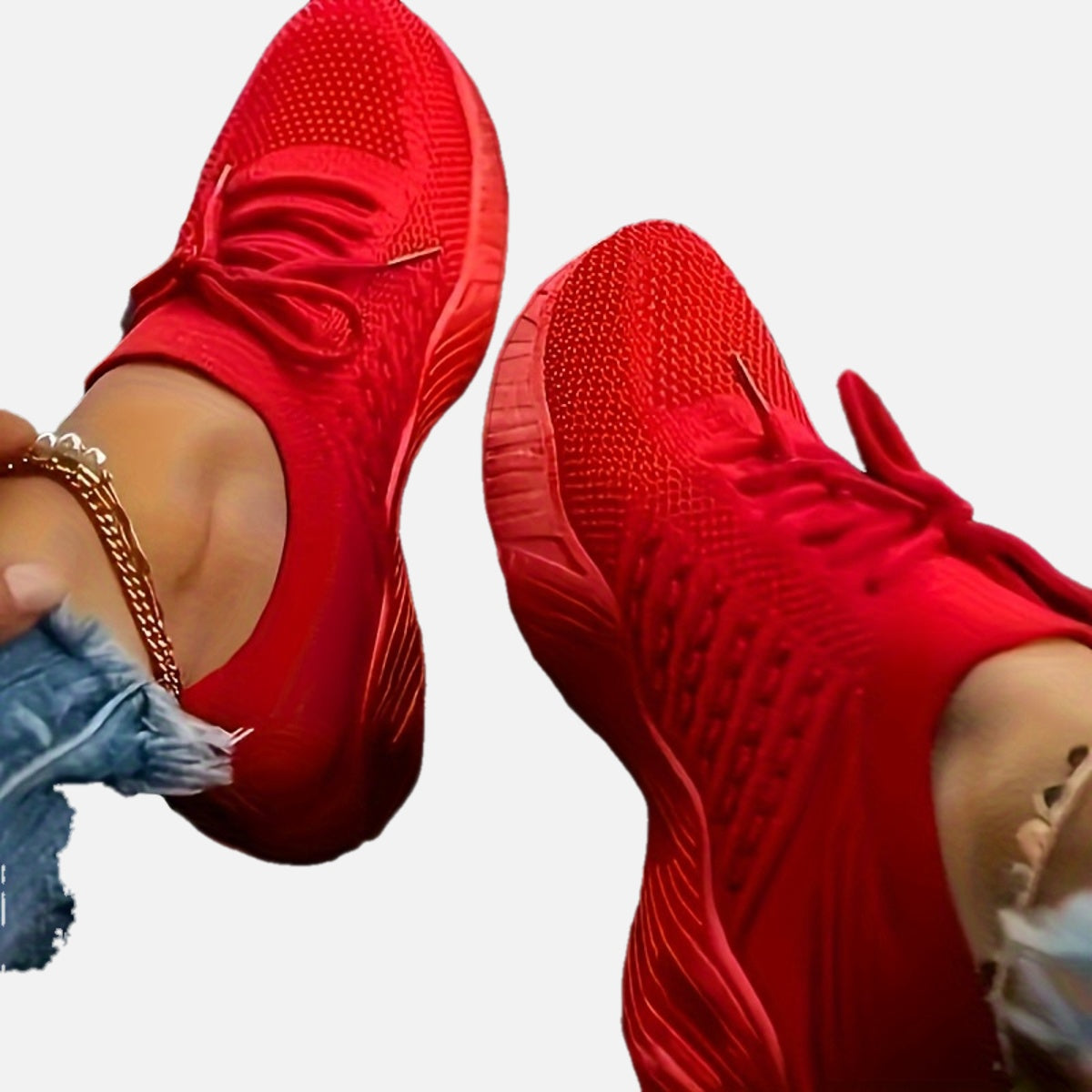 Women's Mesh Sneakers Casual Lace-Up Outdoor Shoes Plus Size