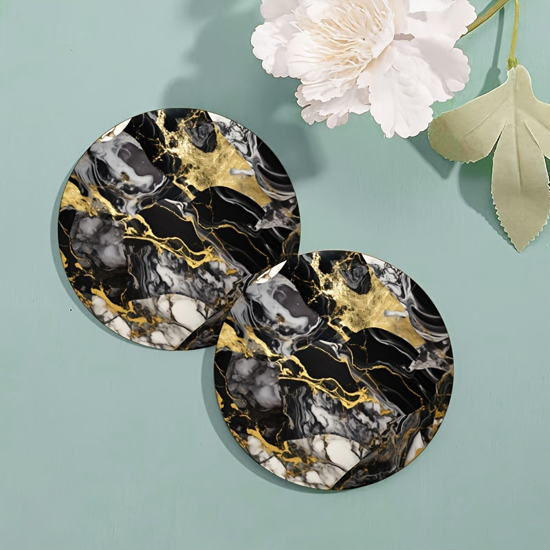 Set de posavasos redondos con patrón de mármol, aislamiento térmico, antideslizantes, lavables, decoración de cocina y coche