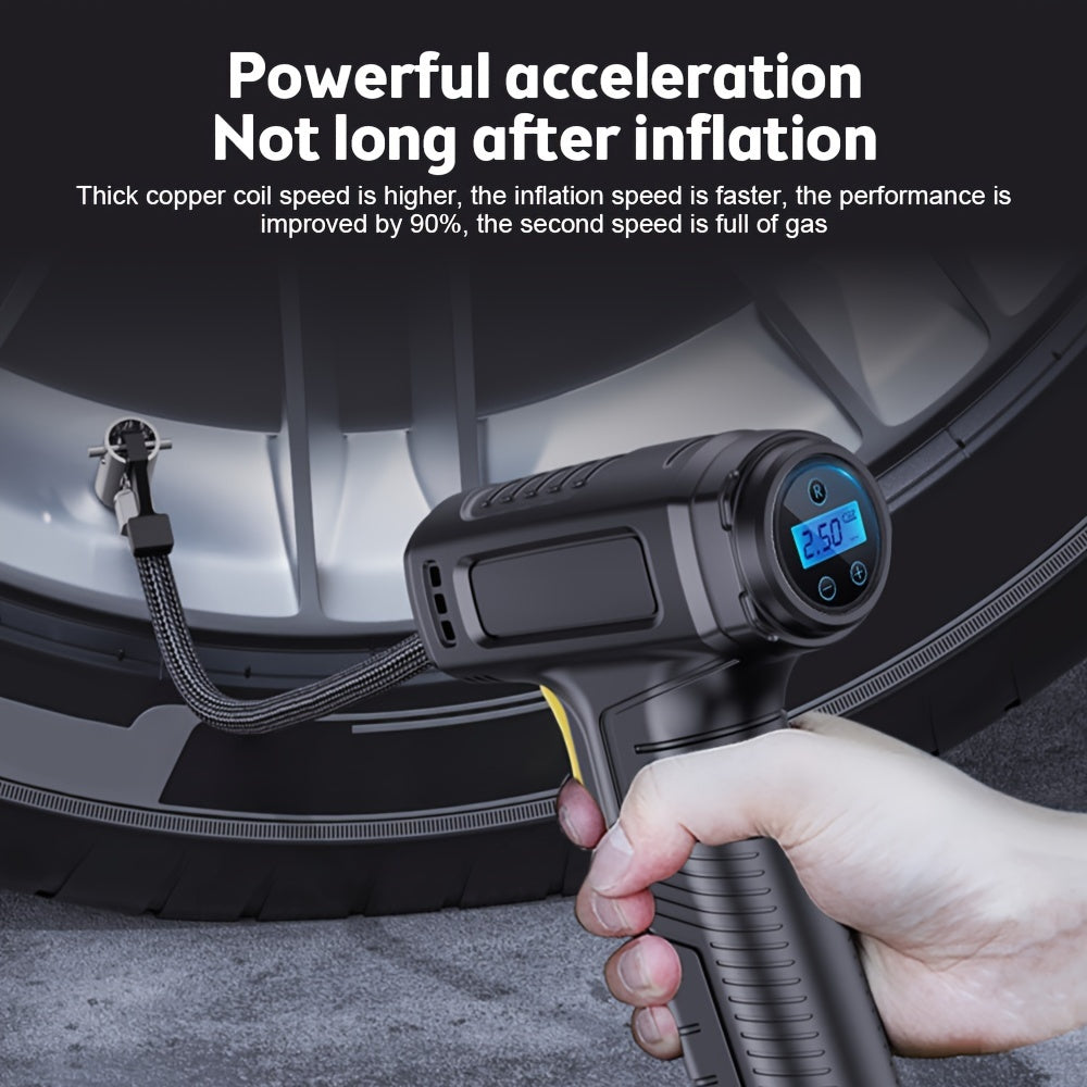 Portable Air Compressor Handheld Tire Inflator Digital Gauge LED Light Car Motorcycle Bike Ball