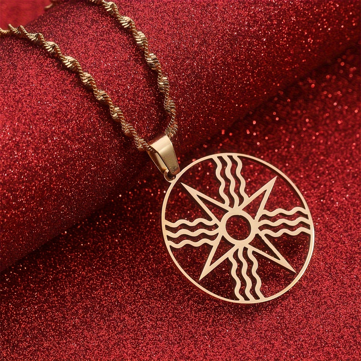 Stainless Steel Ashur Pendant Necklace Ethnic Minimalist Casual Wear