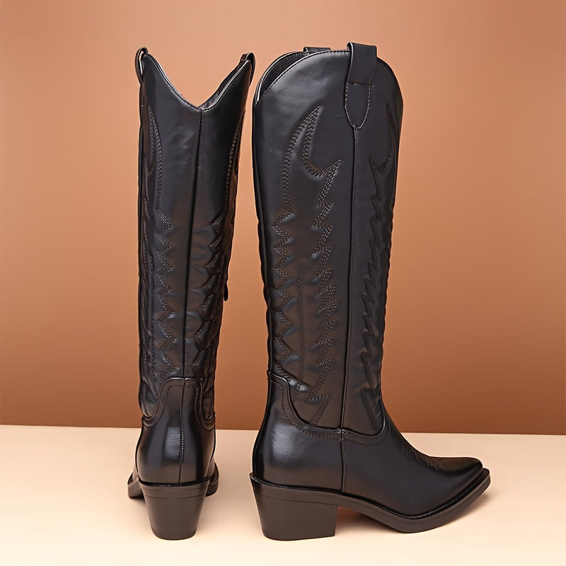 Women's Wide Width Faux Leather Mid-Calf Riding Boots with Zip
