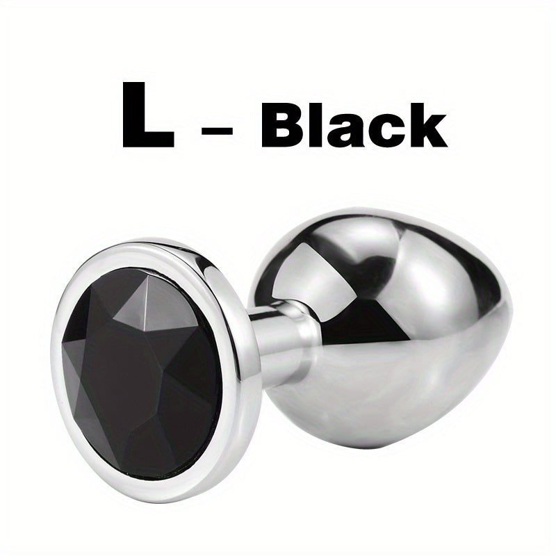 Adult Metal Anal Plug Butt Plug with Gem Base, Couples Sex Toy