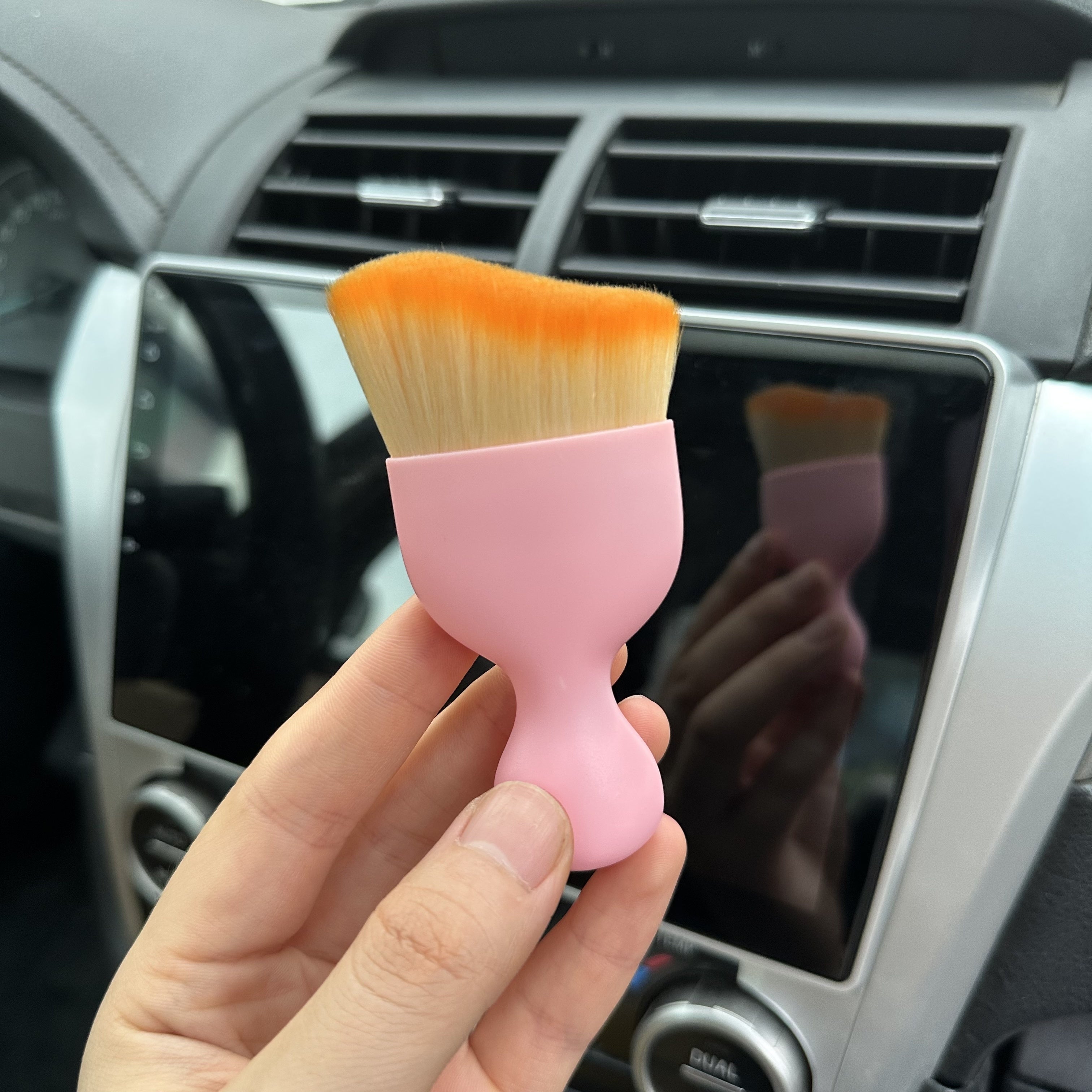 Cepillo de detallado para coches rosa para limpieza interior, cerdas suaves