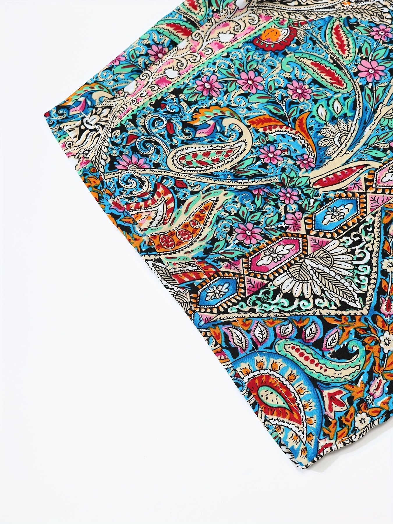 Women's Plus Size V-Neck Printed Casual Shorts Tie Waist Polyester Summer Beachwear