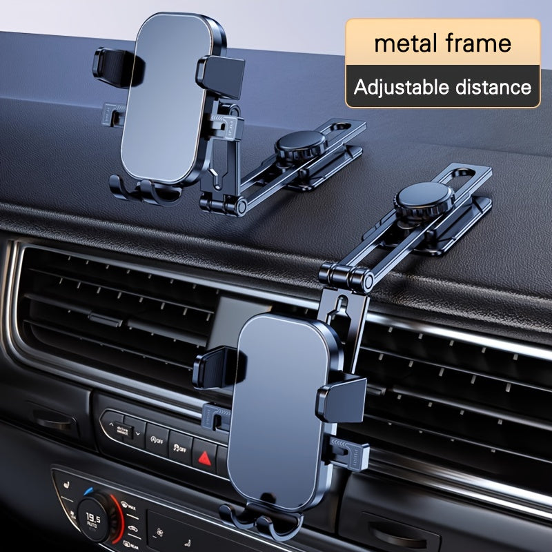 Car Phone Holder Aluminum Alloy Rotatable Scalable Square Dashboard Mount
