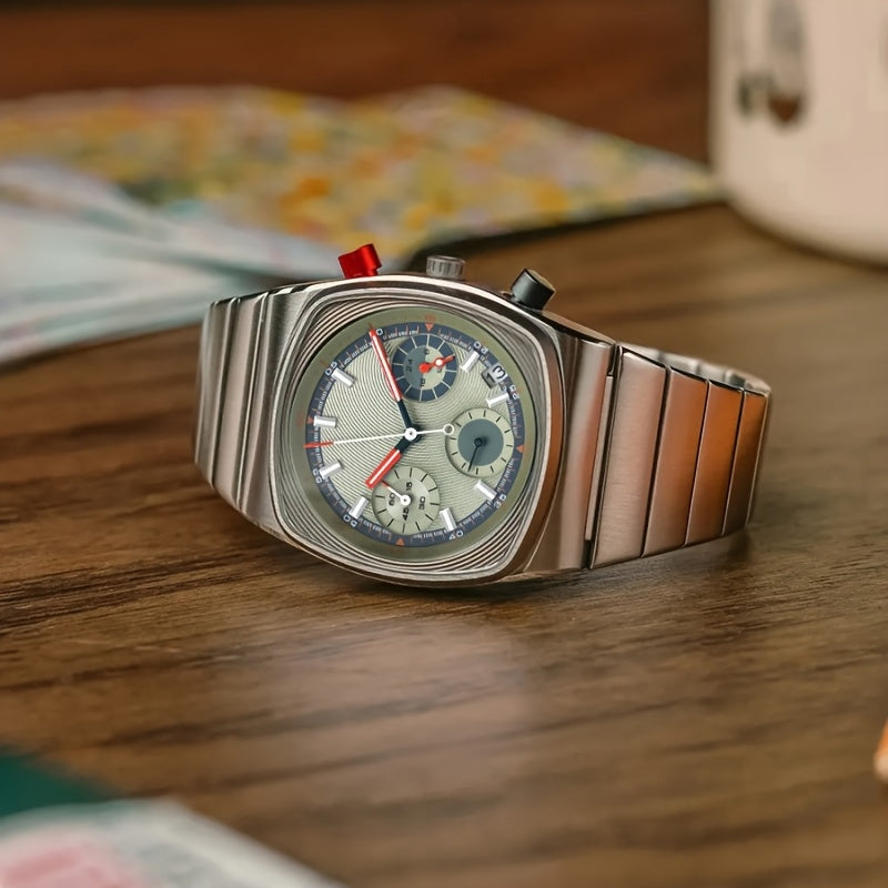 Men's Square Mechanical Watch Stainless Steel Casual with Date Feature