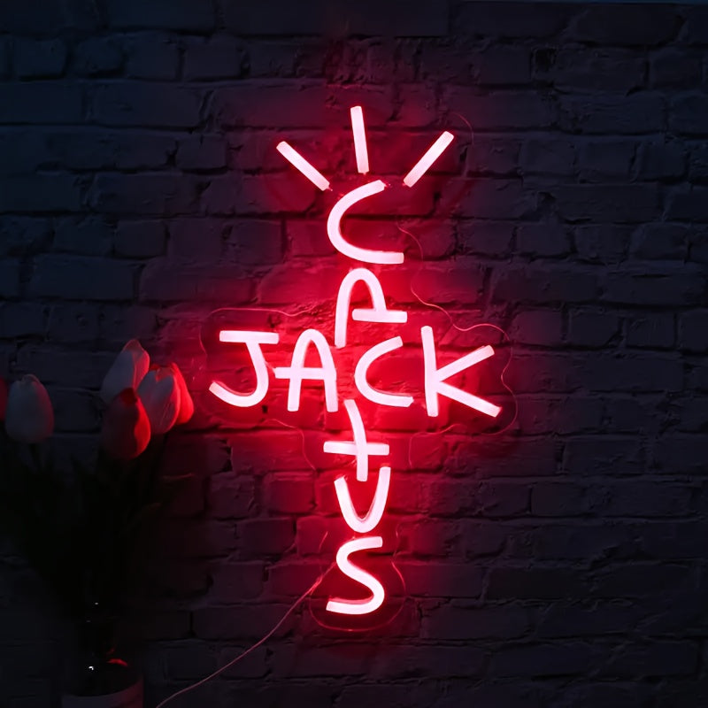 USB Powered Neon Jack Sign Wall Decor for Bedroom Home Bar Party Switch Control