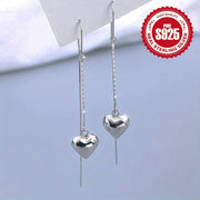 Sterling Silver Tassel Earrings Heart Drop Dangle Jewelry for Women