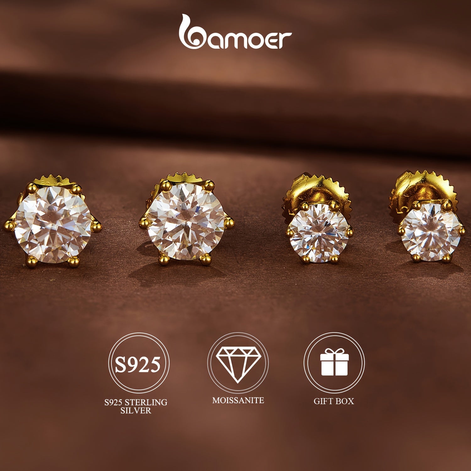 Sterling Silver Moissanite Stud Earrings for Women Hypoallergenic Wedding Gift