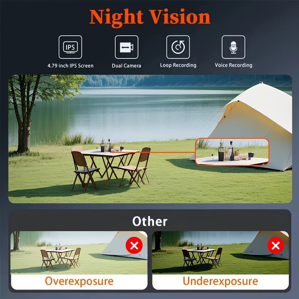 Car Dash Camera Dual Recording 1080p Night Vision Loop Recording Easy Install