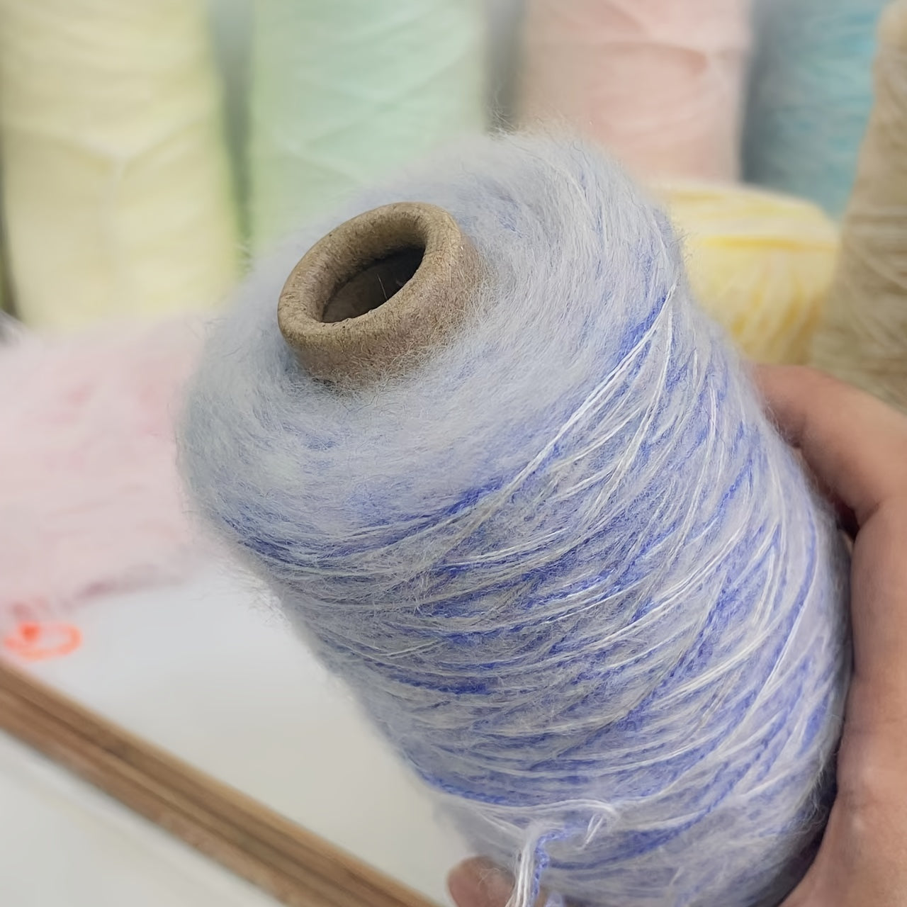 200g Mohair and Acrylic Yarn for Knitting Scarves Sweaters White 1mm Thick