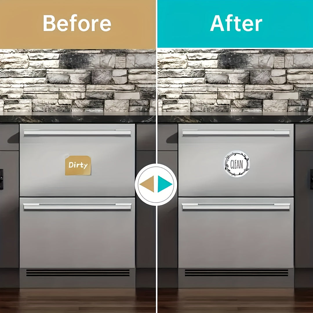 Imán de goma de doble cara para lavavajillas y nevera, señal de limpieza y suciedad