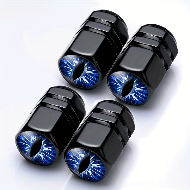4pcs Blue Aluminum Alloy Tire Valve Stem Caps for Cars Motorcycles Trucks Bicycles