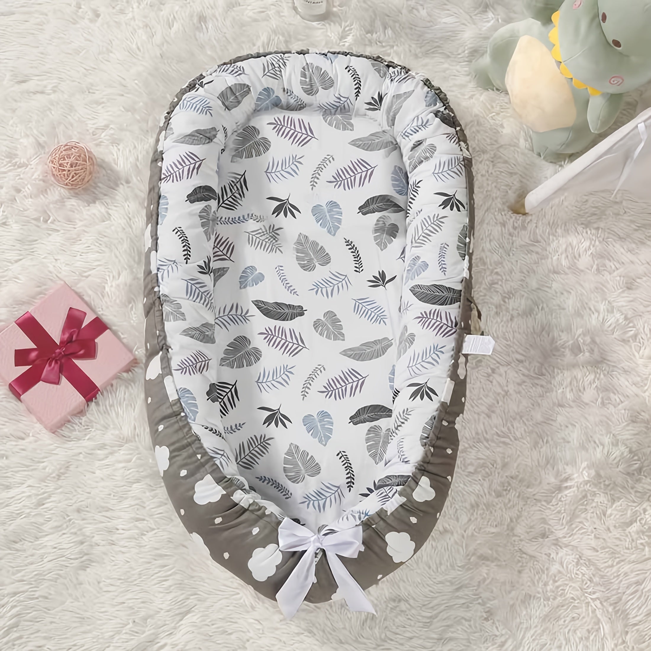 Kids Travel Bed Portable Foldable Washable with Anti-Pressure Cotton and Removable Pillow