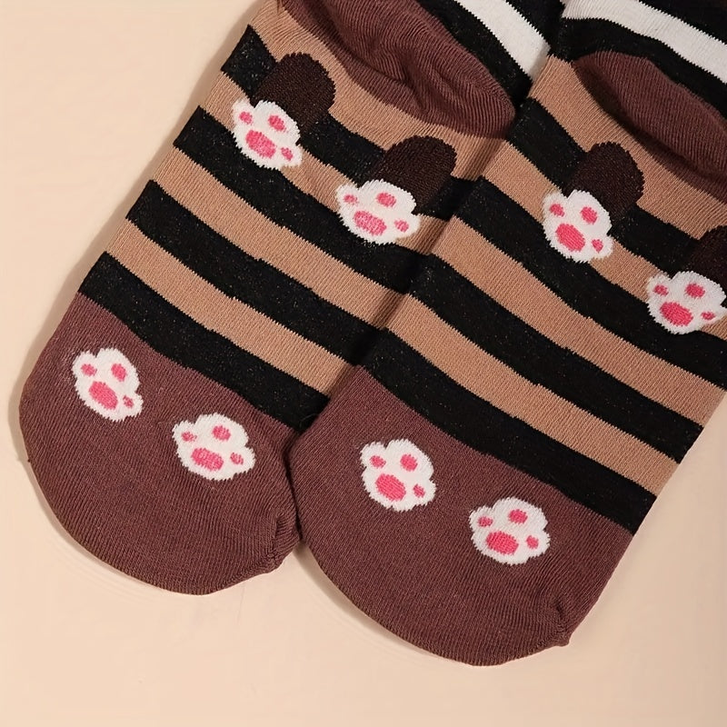 Men's Mid-Calf Socks Large Size Animal Pattern Knit Polyester Harajuku Style 5 Pairs