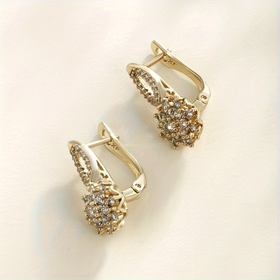 Ayollar uchun Zirkoniyali Qor Yulduzi Dizayni bilan qimmatbaho oltin bilan qoplangan halqa taqinchoqlari