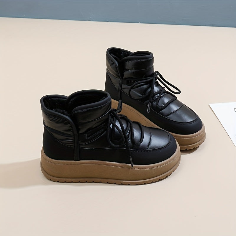 Women's Winter Fleece-Lined Chunky Sneakers Casual Warm Winter Boots