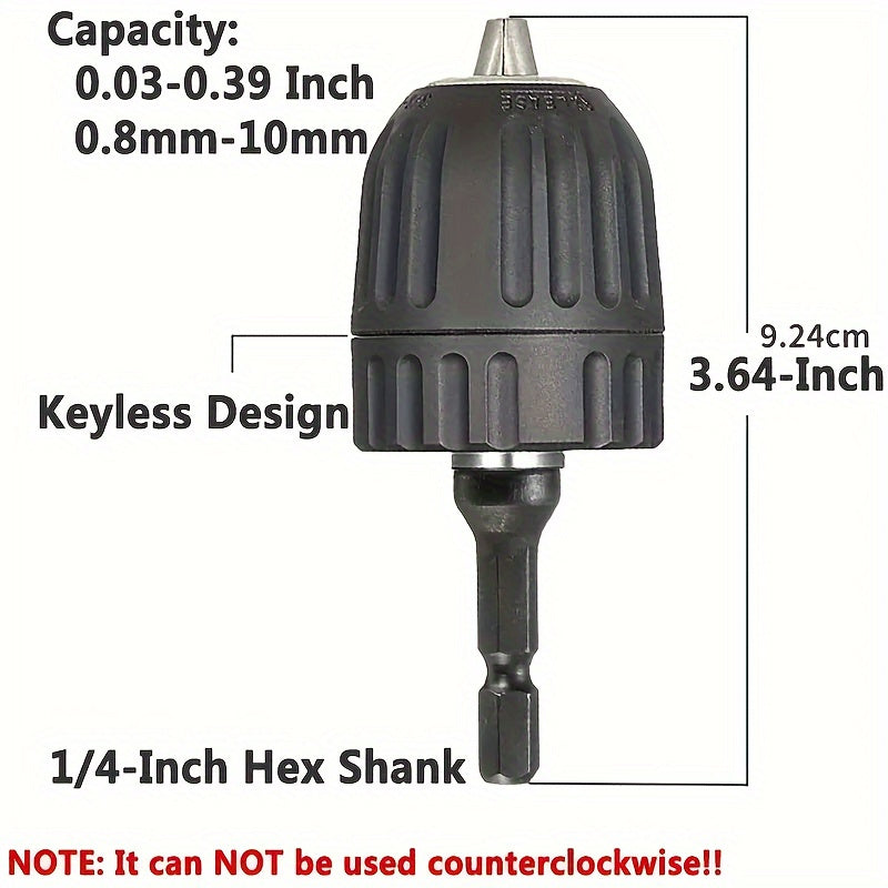 Keyless Drill Chuck Adapter Carbon Steel 0.8-10mm Clamping Quick Change