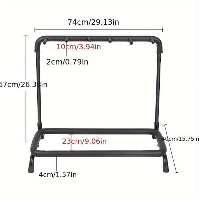 Guitar Display Stand 5-Slot Rack for Acoustic Guitars Iron Rust-Resistant Non-Slip