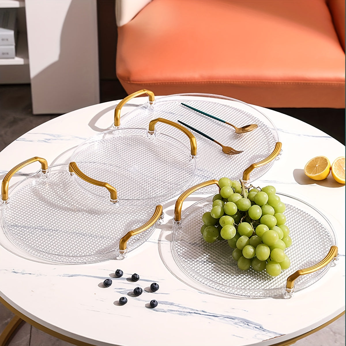 Coffee Table with Fruit Basket Cover Tray for Living Room Snacks and Candy