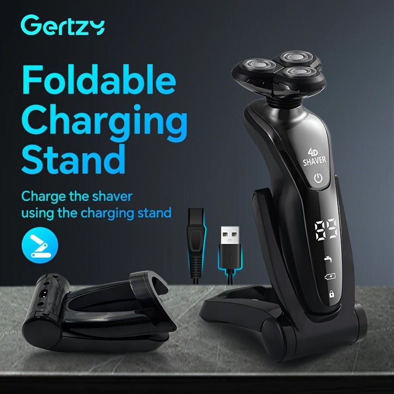 Afeitadora eléctrica para hombres con recortadores de nariz y patillas, cepillo de limpieza facial, cuchillas de acero inoxidable, recargable, más de 60 minutos de autonomía